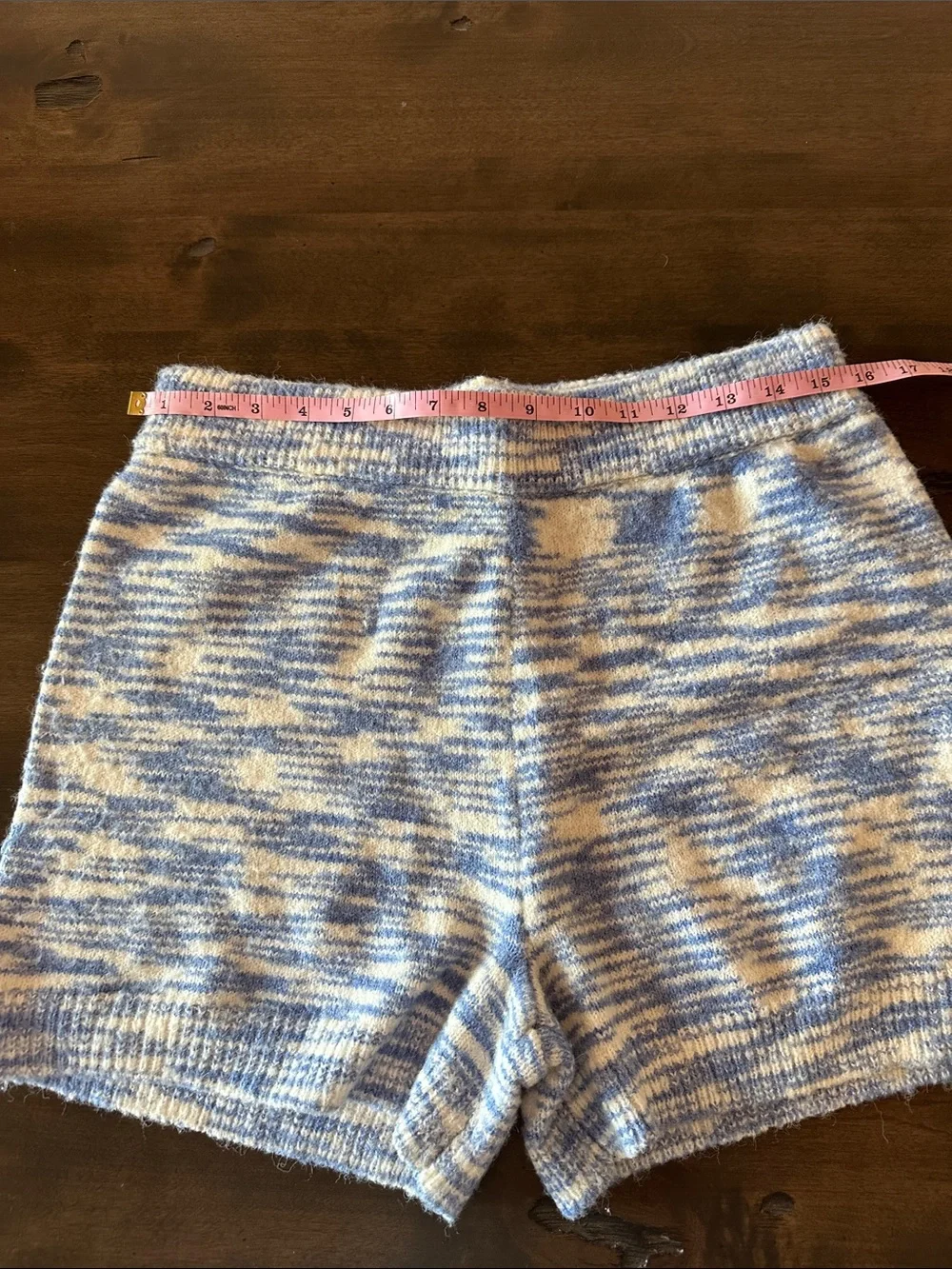 My Michelle Blue & Cream Marled Knit Cardigan and Matching Short Set size L